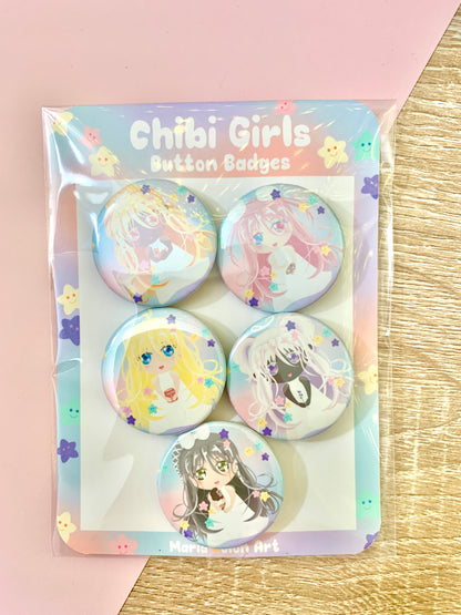 Chibi Sugar Stars Button Badges Set
